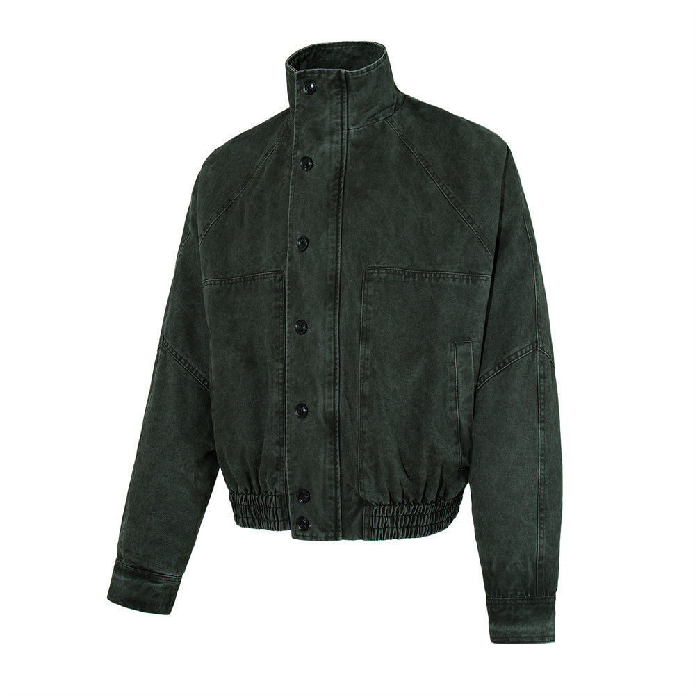 Blouson bomber en canvas lavé à col montant – Style workwear oversize