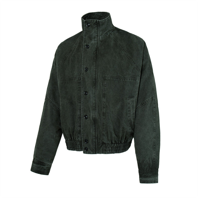 Blouson bomber en canvas lavé à col montant – Style workwear oversize