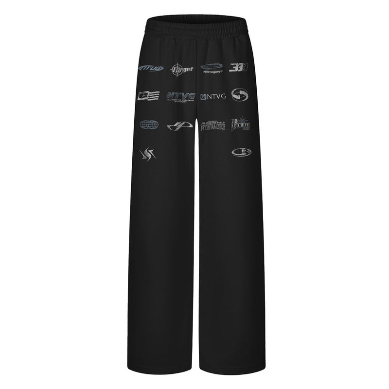 Sweatpants mit Multi-Logo-Print und weitem Bein – Lässige Streetwear-Hose mit geradem Schnitt