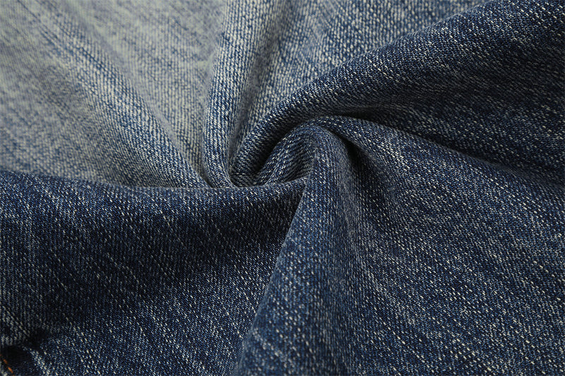 Wide-Leg Jeans Button-Fly Vintage Washed Distressed Denim