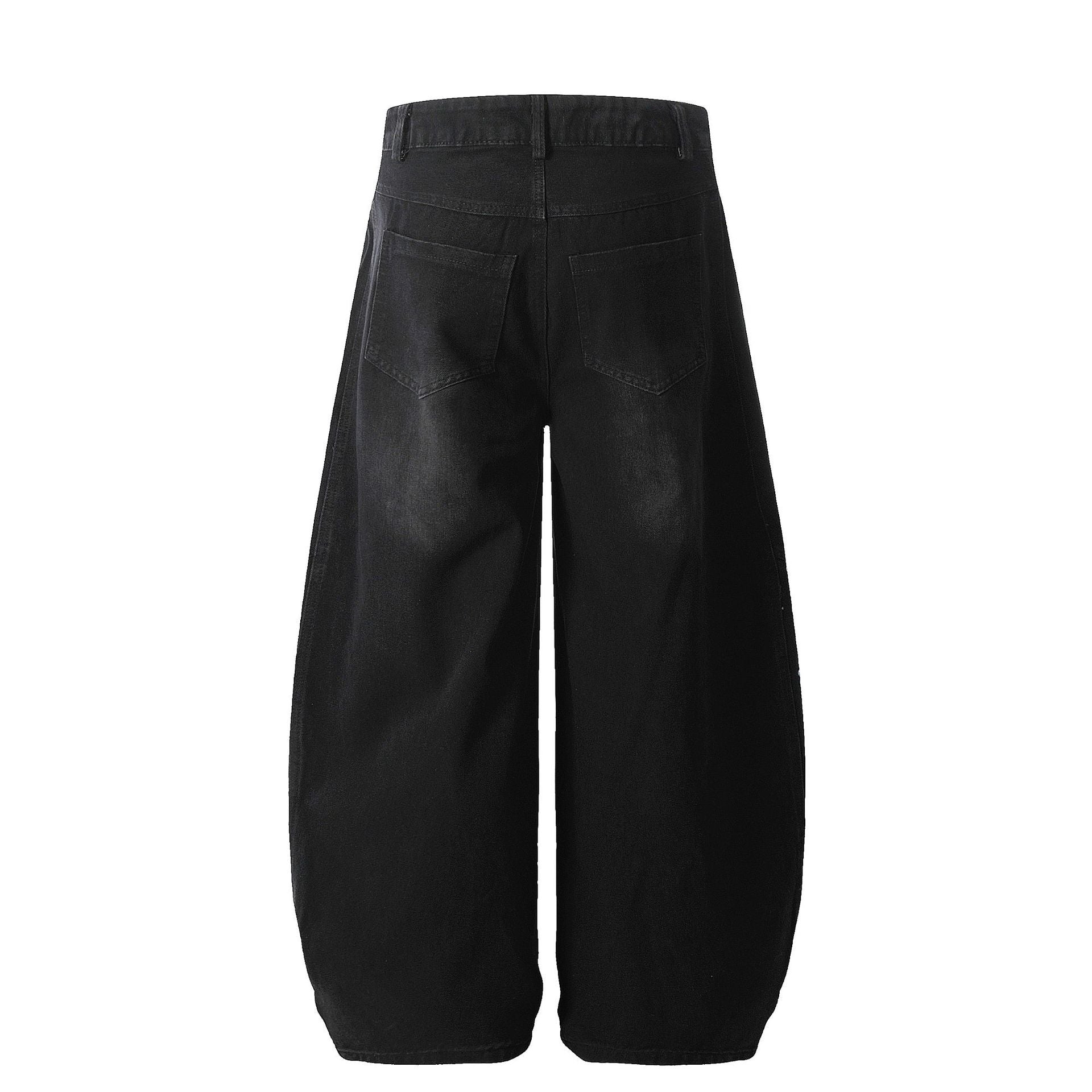 Men's Baggy Wide-Leg Jeans with Triple Stripe Detail – Washed Denim