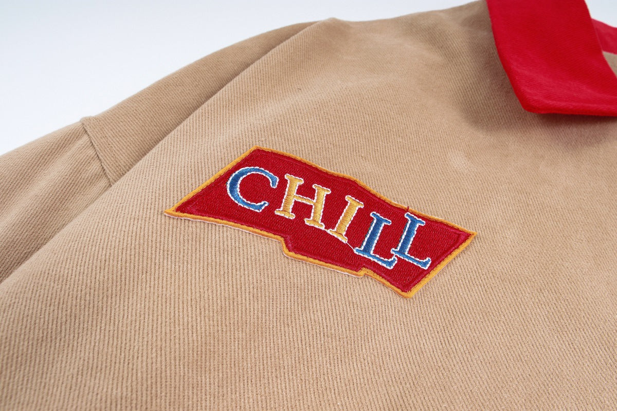 Veste Harrington rétro color block – Veste de travail zippée à col contrastant