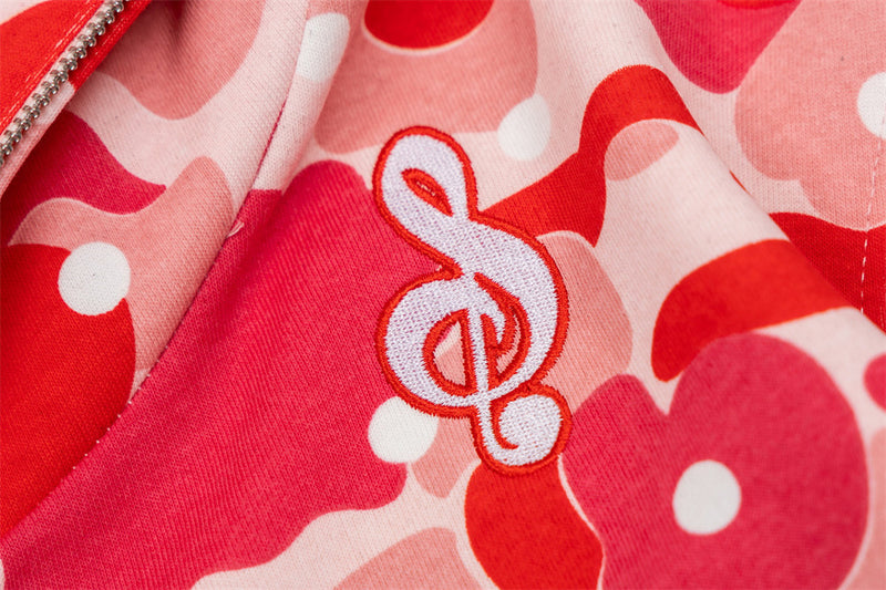 Men's Camo Zip-Up Hoodie with Music Note Embroidery – Oversized Streetwear