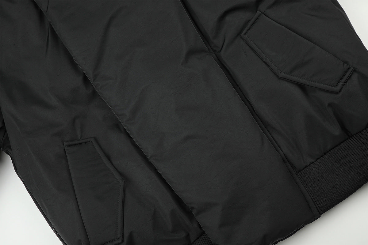 Fur-Collar Bomber Down Jacket – Vintage American Short Puffer Coat