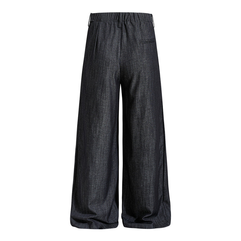 Wide-Leg Pleated Trousers – Men's Loose Fit Draped Floor-Length Pants