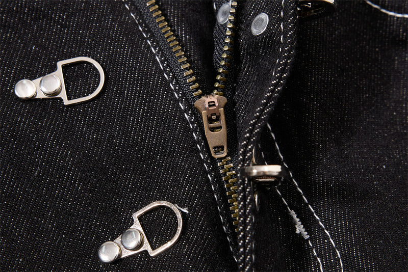 Herren-Cargojeans mit weitem Bein, Klappverschluss und Kontrastnähten