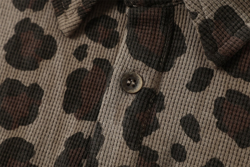 Leopard Print Long-Sleeve Polo Shirt – Relaxed Fit Streetwear Top