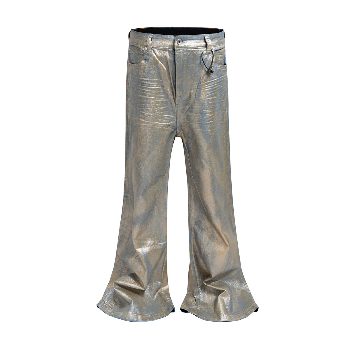 Jean flare métallisé doré – Pantalon en denim large à pattes d’éléphant