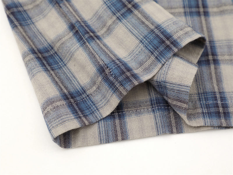 Oversized Plaid Short-Sleeve Shirt with Letter Print