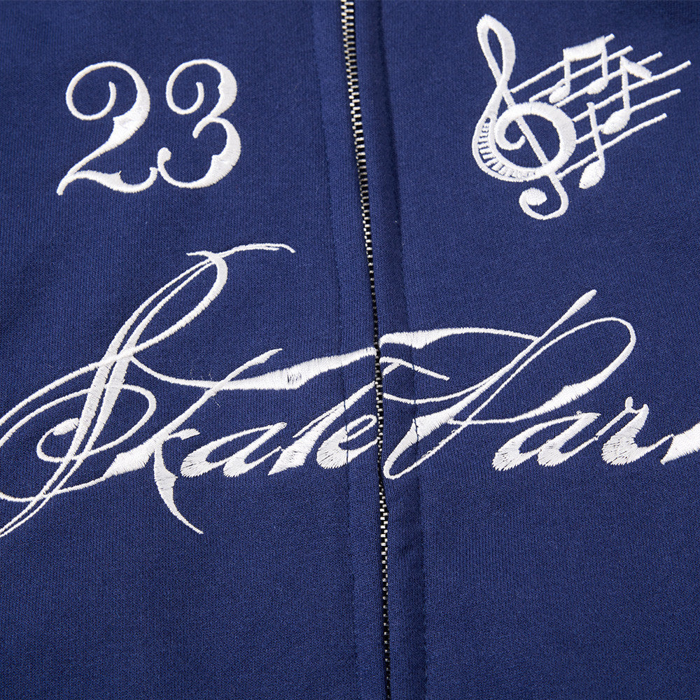 Track Jacket Stand Collar Music Note Embroidery Stripe Sleeves Skatepark 23