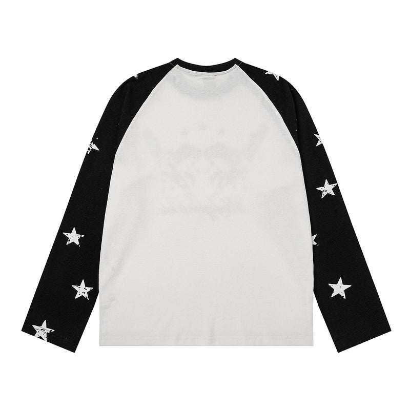 T-shirt de baseball à manches longues raglan et étoiles avec motif Pégase