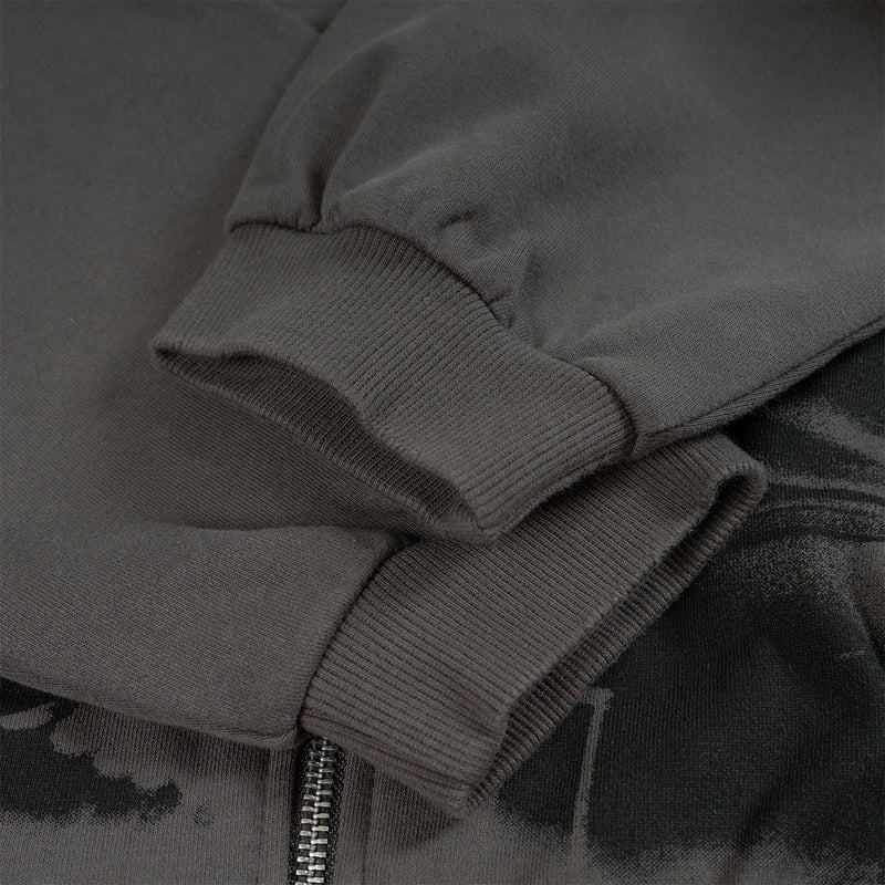 Spectravision Graphic Zip-Up Hoodie – Washed Oversized Heavy Fleece
