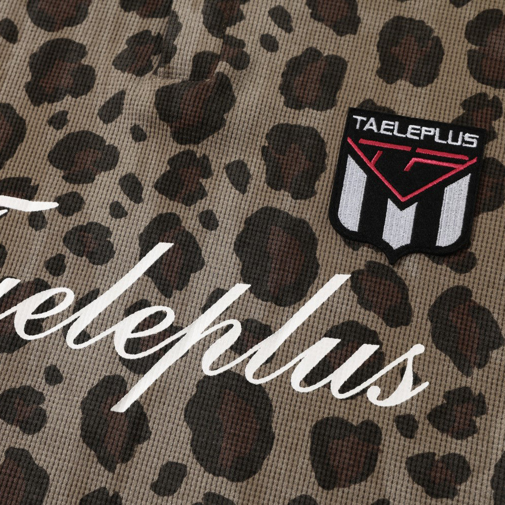 Leopard Print Long-Sleeve Polo Shirt – Relaxed Fit Streetwear Top