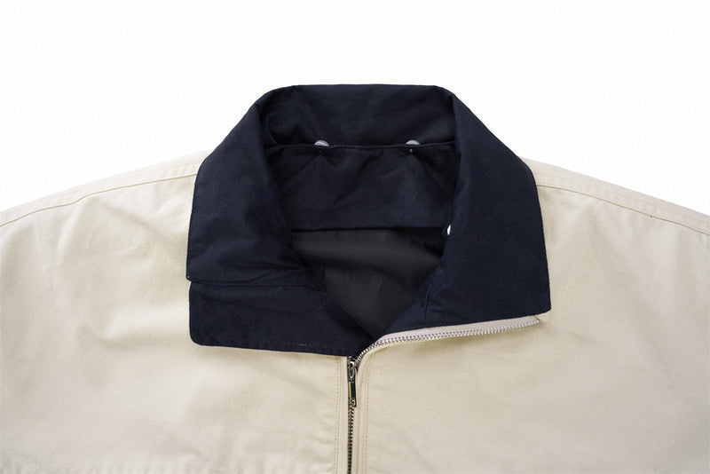 Colorblock Zip-Up Men's Casual Jacket – Two-Tone Contrast Panel