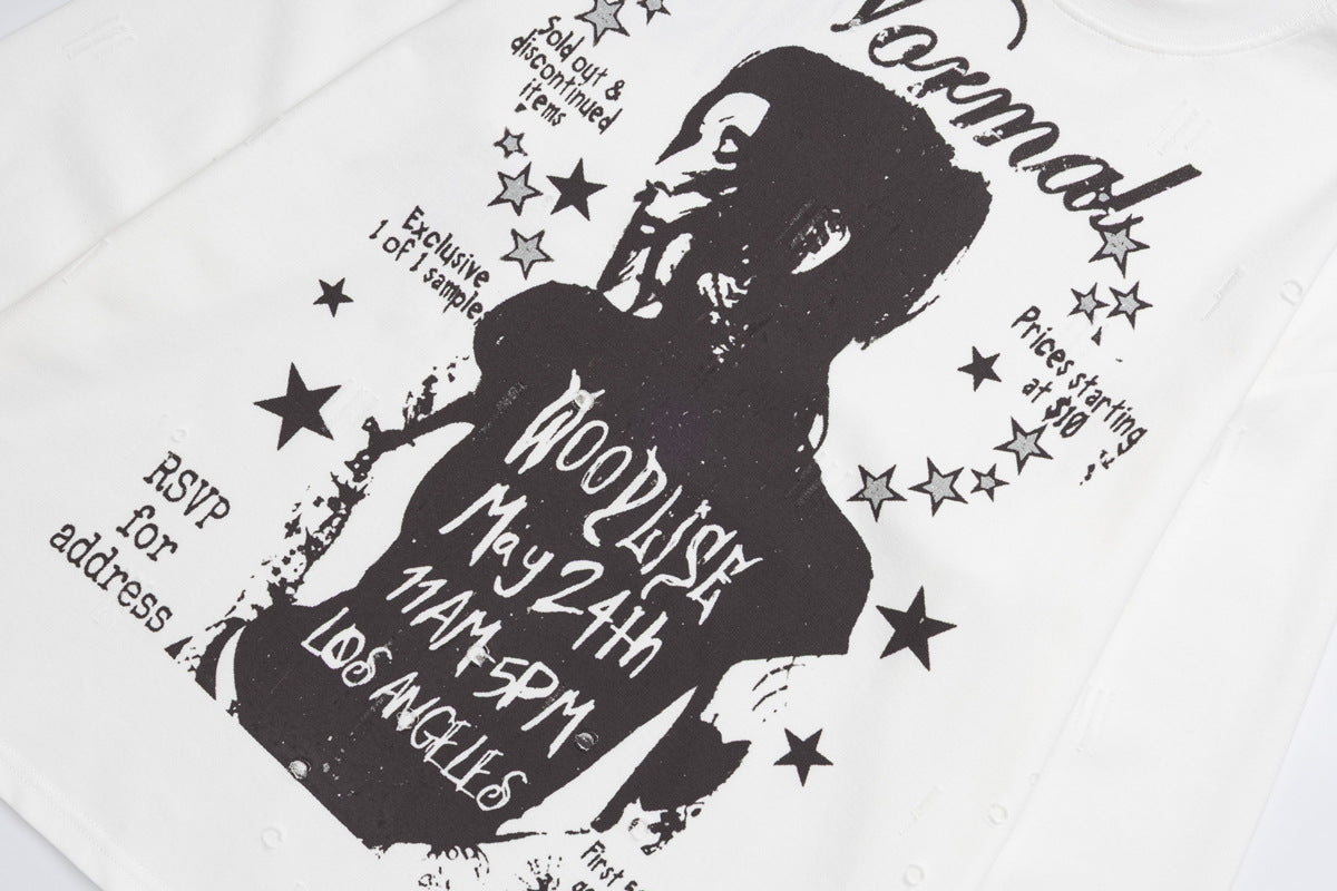 Camiseta de Manga Larga y Cuello Redondo con Gráfico Normal Woodlise