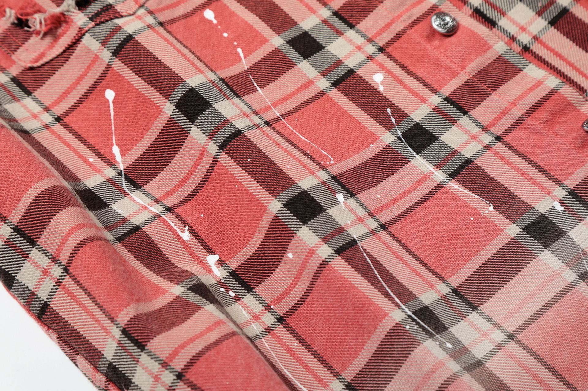 Camisa de franela de cuadros para mujer – Camisa oversize roja lavada y desgastada con botones