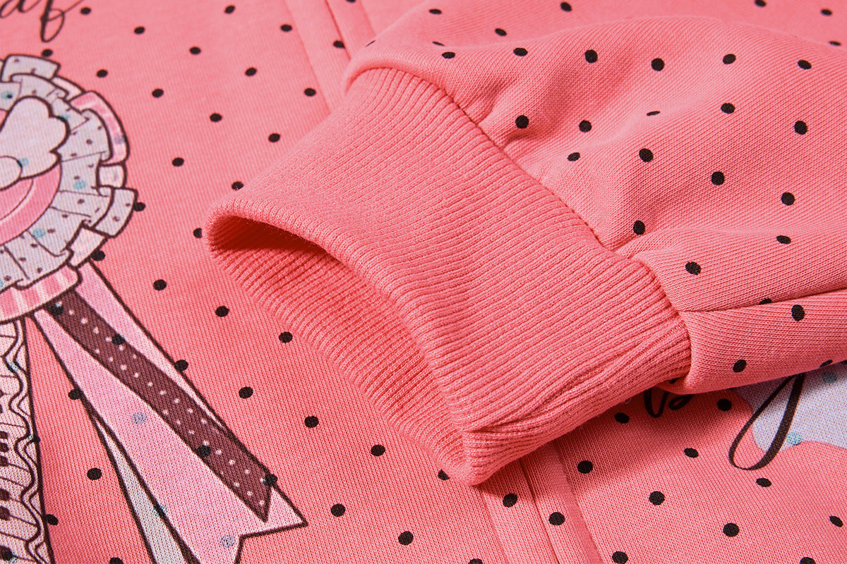 Sweat à capuche zippé anime – Sweat court à pois avec illustration d’ange