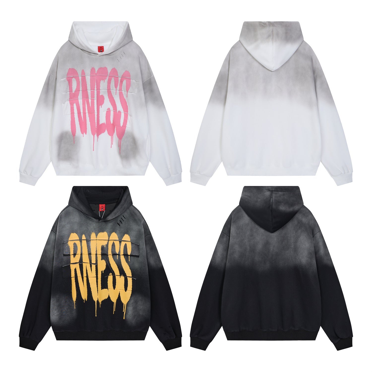 Graffiti Print Washed Distressed Oversized Hoodie