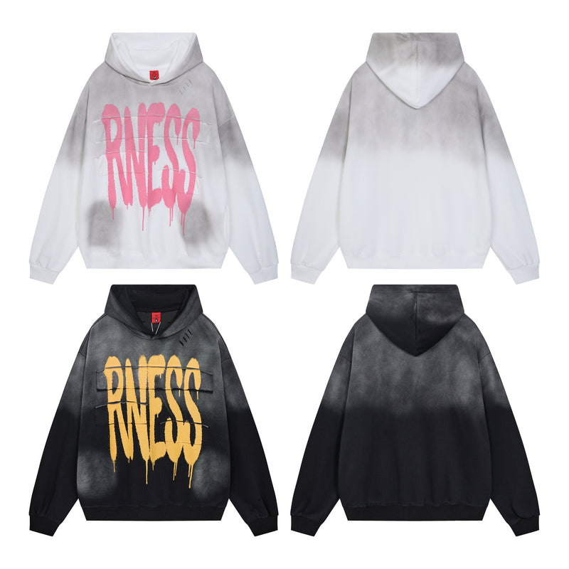 Graffiti Print Washed Distressed Oversized Hoodie