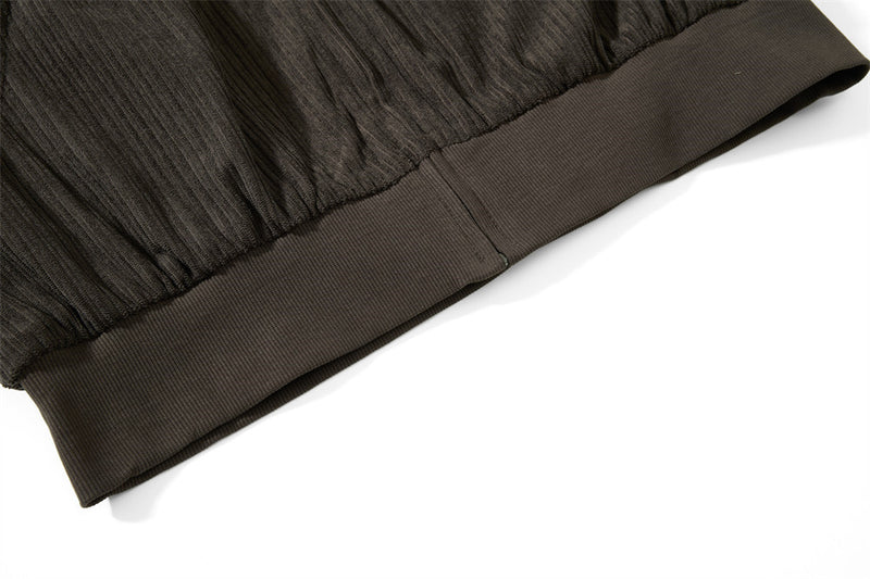 Chaqueta corta con cremallera y cuello alto - Corte holgado y textura de canalé