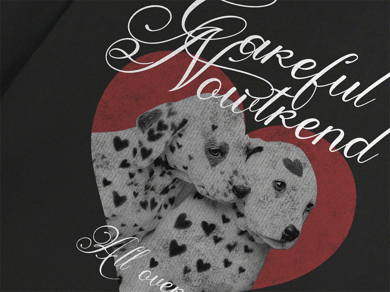 Dalmatian Heart Graphic Long Sleeve T-Shirt – Oversized Relaxed Fit