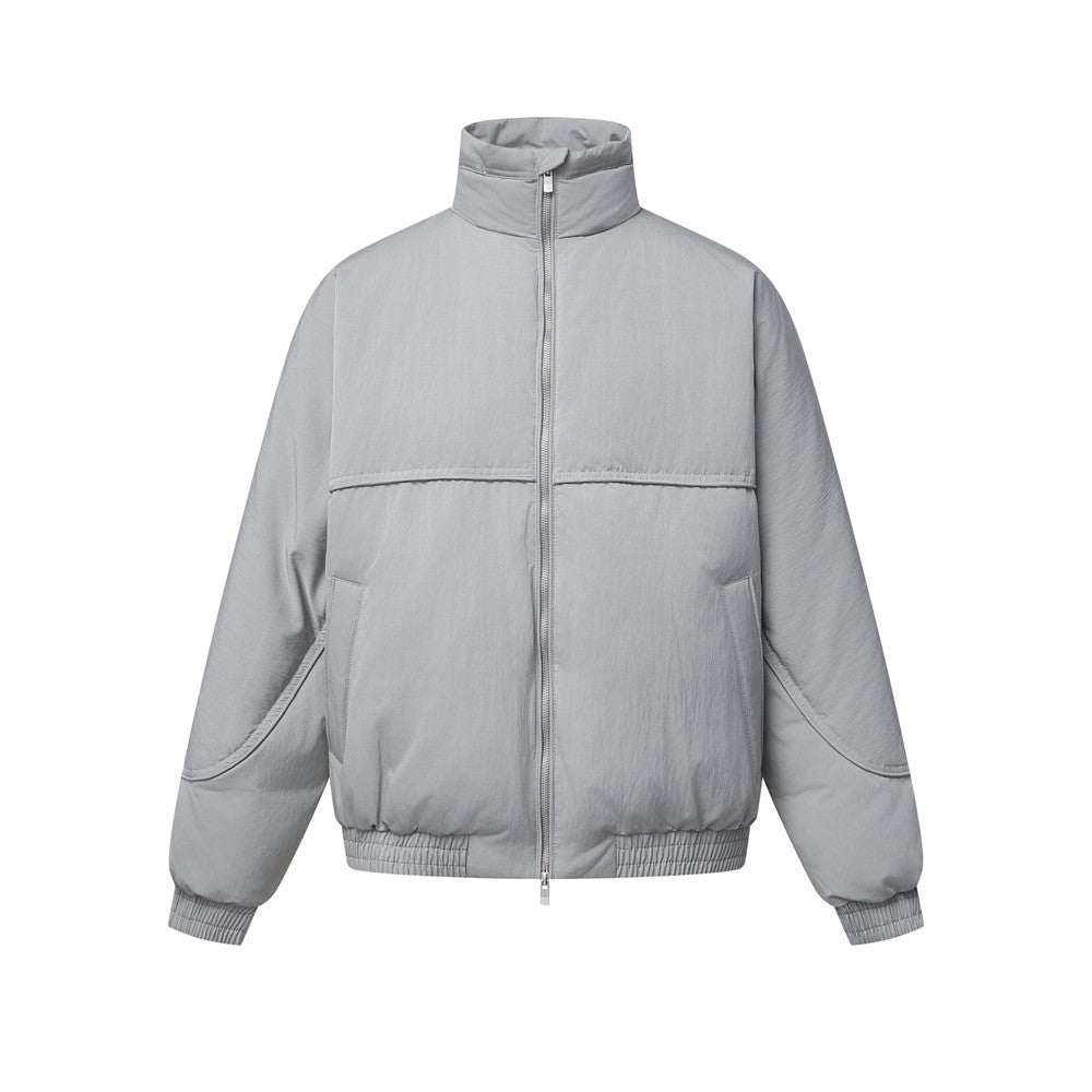 Men's Padded Stand-Collar Bomber Jacket with Double-Pull Zip