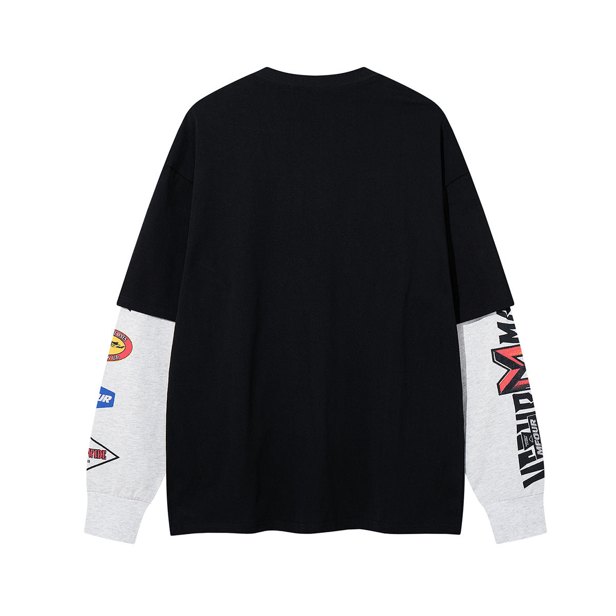 Chemise graphique à manches longues imitation superposition – Imprimé racing motocross MFOUR MAKEY