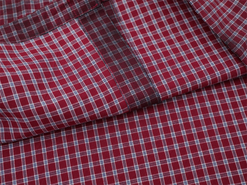 Men's Short Sleeve Shirt – Plaid Tie-Dye Washed Check with Drawstring Hem