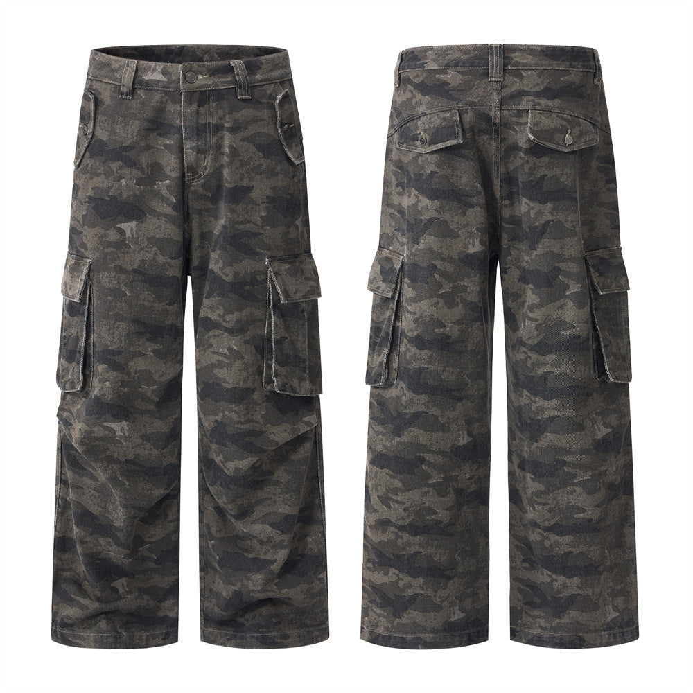 Cargohose für Herren – Loose Fit, weites Bein, Camouflage und Denim mit mehreren Taschen