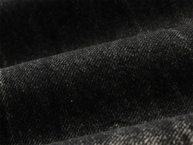 Baggy Straight Leg Jeans – Men's Vintage Washed Distressed Black Wide-Leg Denim
