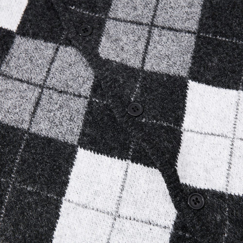Gilet homme en maille argyle – Coupe oversize boutonnée