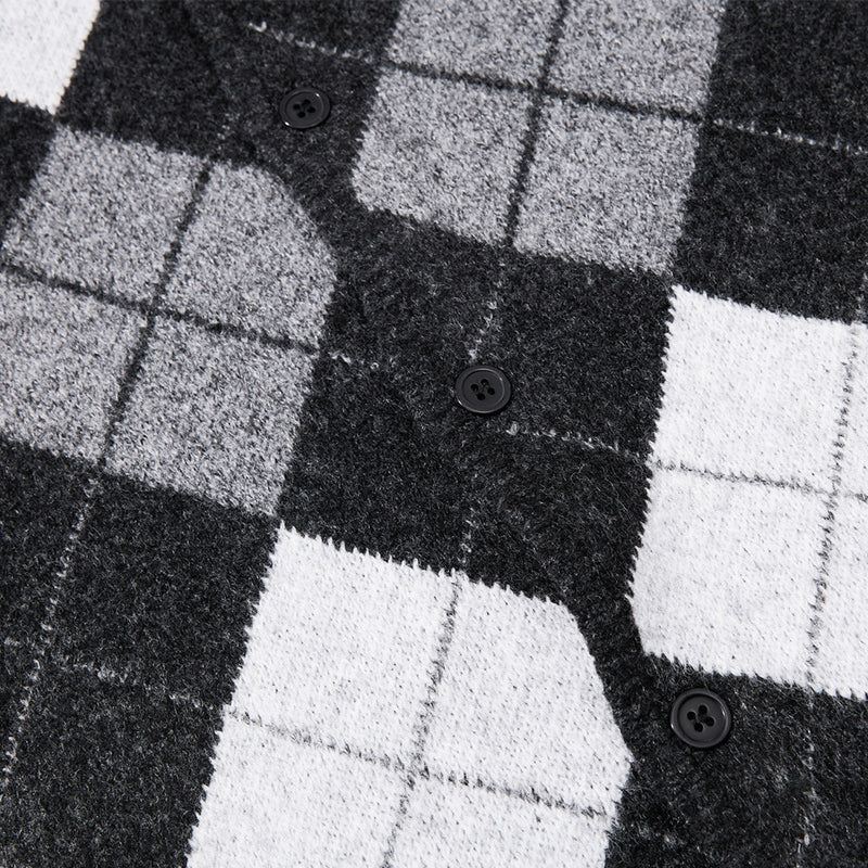 Gilet homme en maille argyle – Coupe oversize boutonnée
