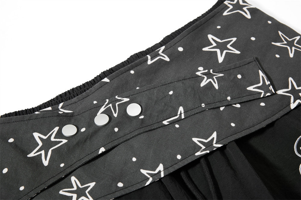 Wide-Leg Cargo Sweatpants with Star-Print Bandana Waistband