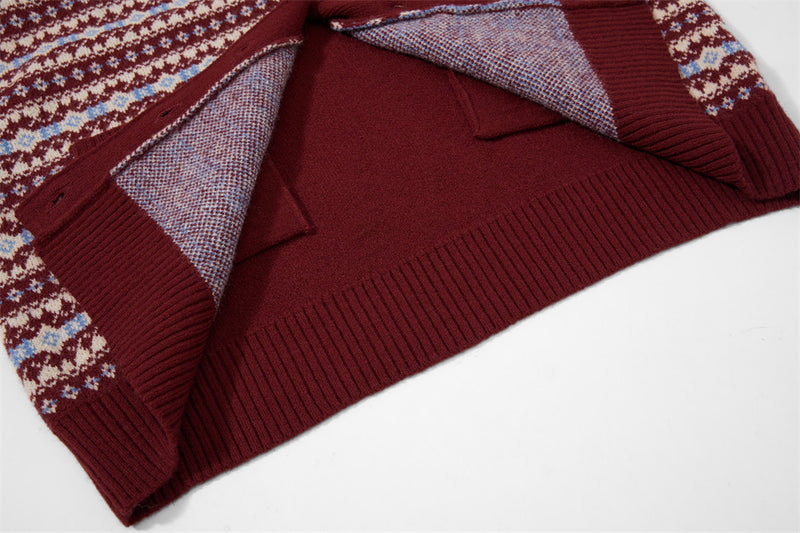 Chaleco de punto Fair Isle de hombre – Cárdigan sin mangas con cuello de pico y botones frontales