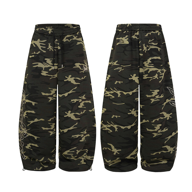 Wide-Leg Camo Sweatpants – Baggy Streetwear Joggers with Drawstring Waist