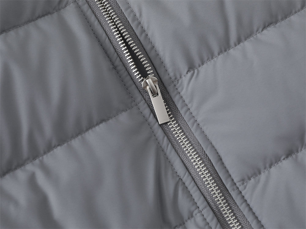 Herren-Hybrid-Pufferjacke mit Fleeceärmeln, Stehkragen und Doppelzipper