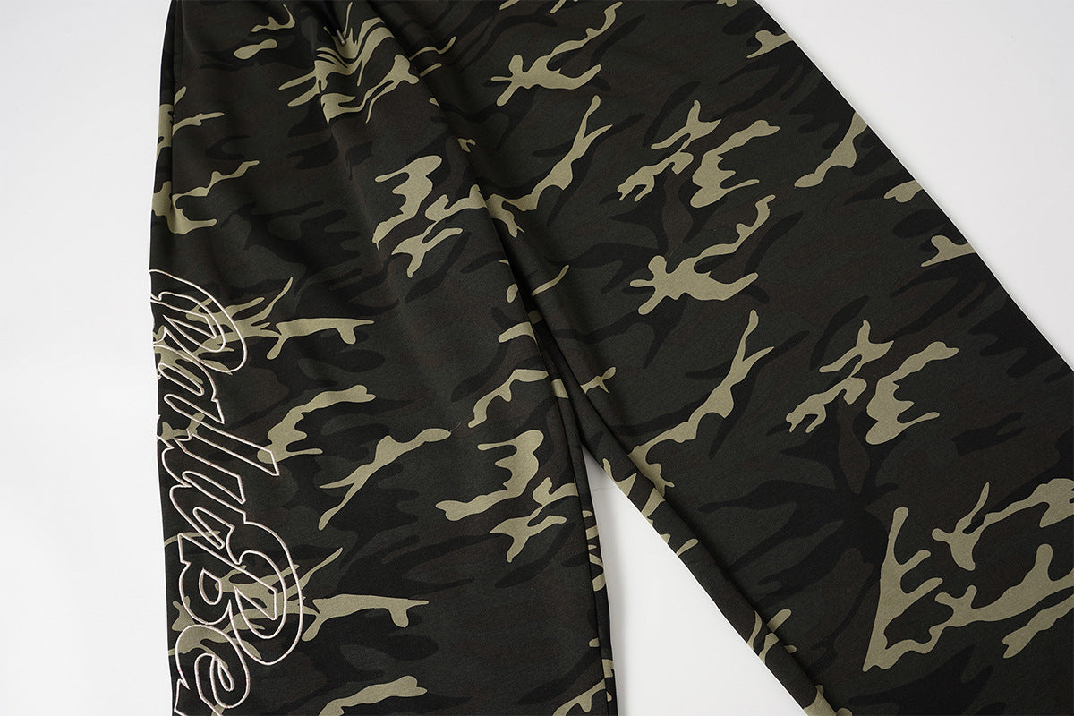 Wide-Leg Camo Sweatpants – Baggy Streetwear Joggers with Drawstring Waist