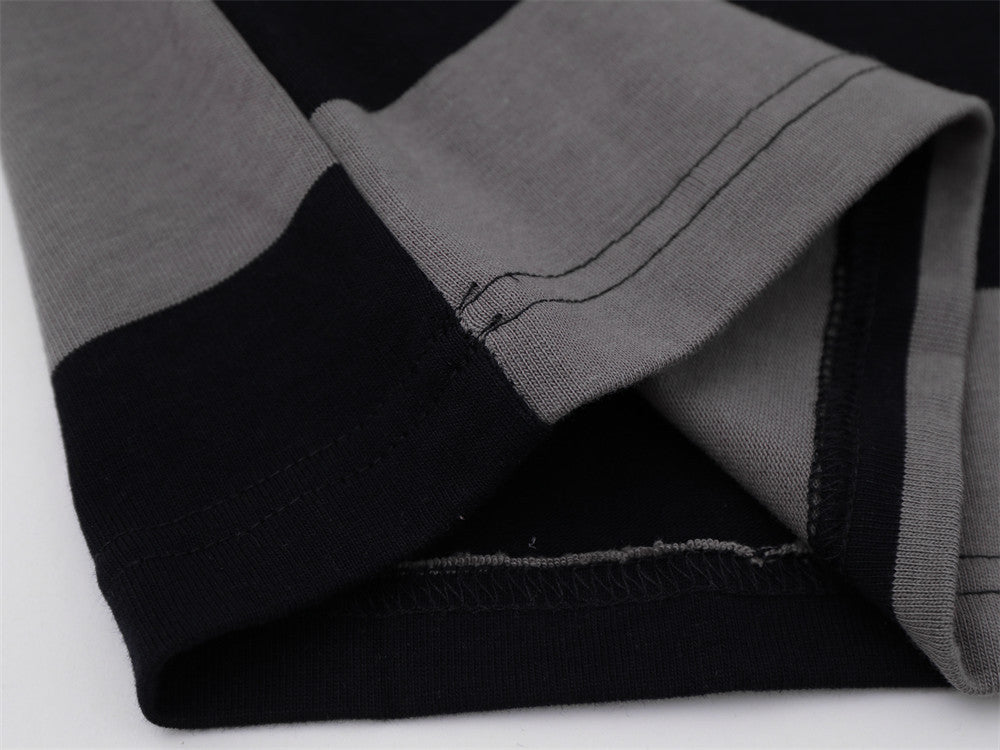 Striped Rugby Polo Shirt – Long Sleeve Color-Block Oversized Fit with Letter