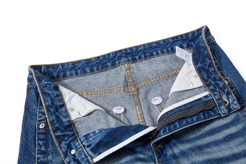 Herren Vintage-Washed-Wide-Leg-Flare-Jeans – Entspannte Passform, Used-Denim