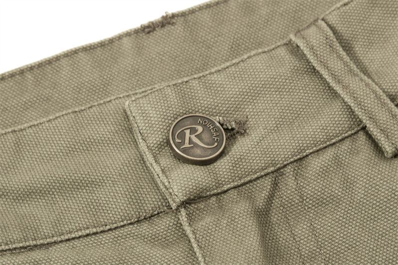 Wide-Leg Cargo Pants – Star Patch, Plaid Detail & Multi-Pocket Baggy Fit
