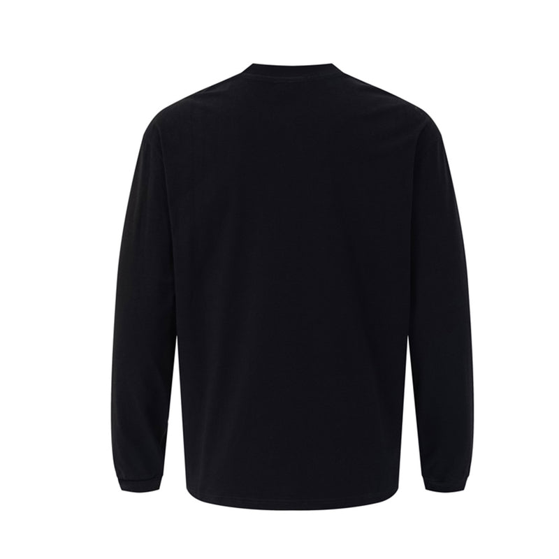 T-shirt manches longues à imprimé lettres gothiques – Col rond streetwear américain vintage
