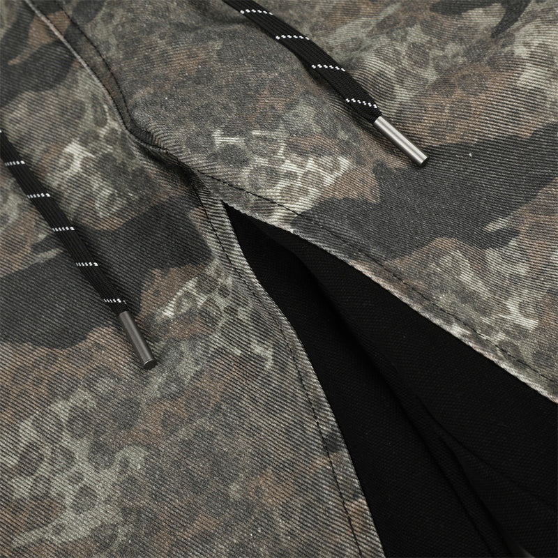 Camo-Cargohose – Wide Leg mit kontrastierendem Panel, Streetwear-Hose