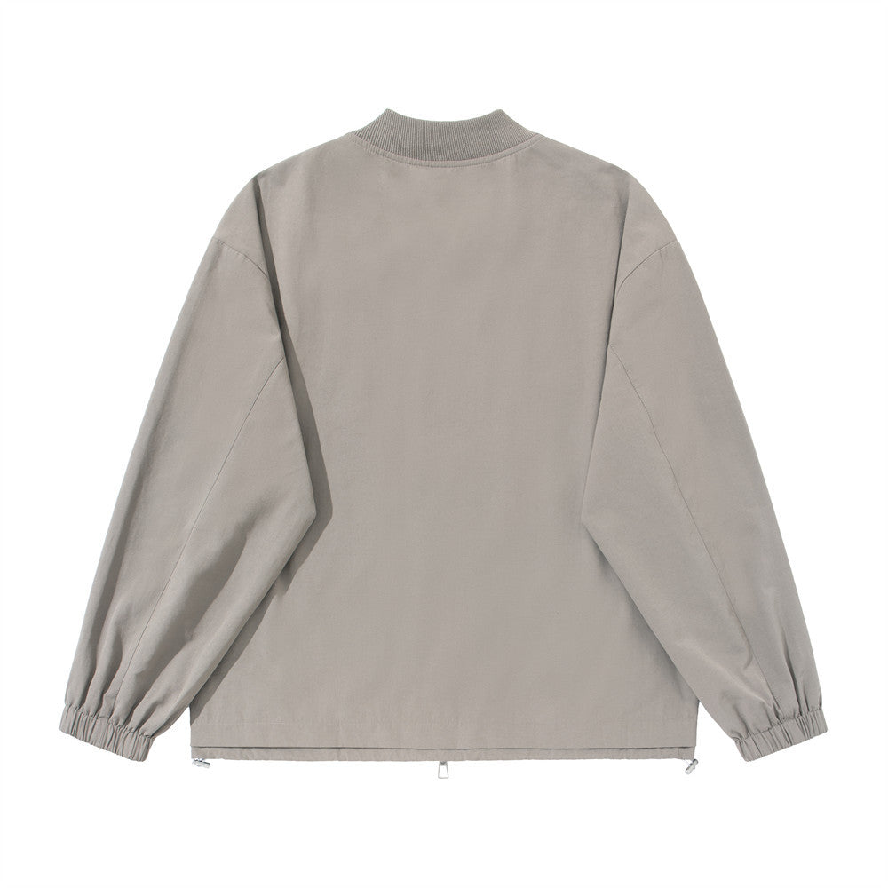 Men's Oversized Stand-Collar Zip-Up Jacket with Drawstring Hem