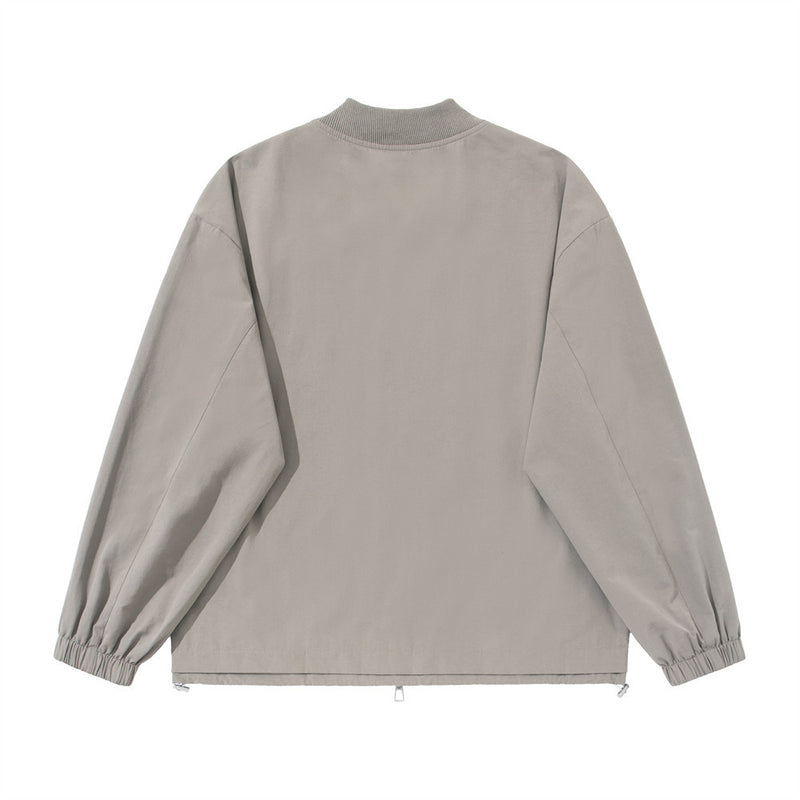 Men's Oversized Stand-Collar Zip-Up Jacket with Drawstring Hem