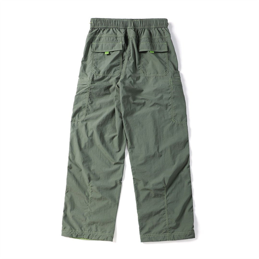Cargo Work Pants for Men – Wide-Leg Multi-Pocket Utility Trousers with Contrast
