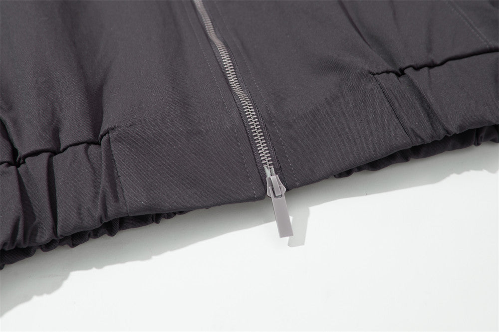 Oversized Bomber Jacket with PU Leather Collar & Full-Zip — Men's Deconstructed