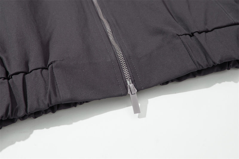 Oversized Bomber Jacket with PU Leather Collar & Full-Zip — Men's Deconstructed