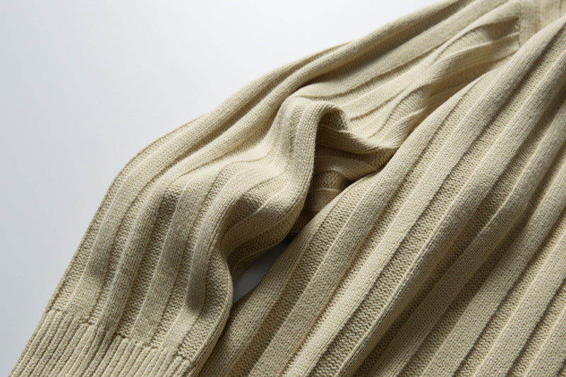 Ribbed Knit Crewneck Sweater — Oversized Fit, Solid Color