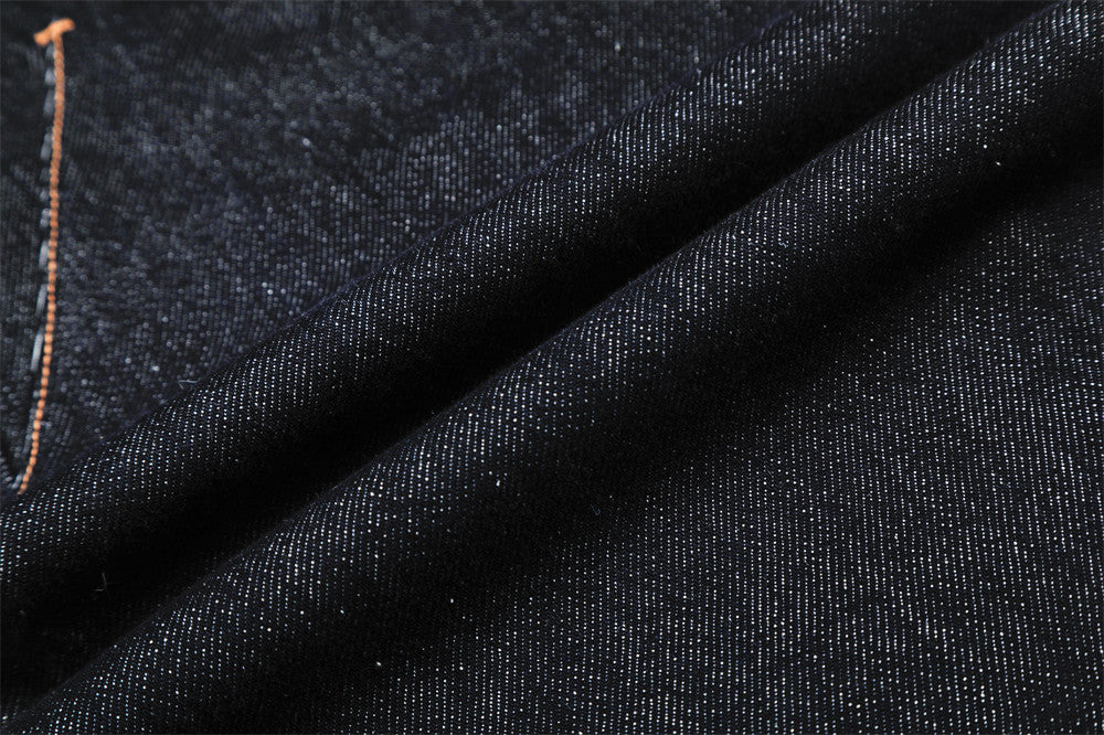 Wide-Leg Raw Denim Jeans – High Street Diagonal Seam Detail