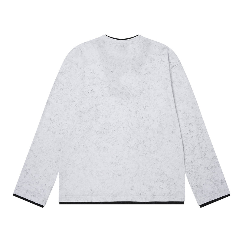 Gothic Graphic Long Sleeve Shirt – Oversized Religious Print, Zip Neckline